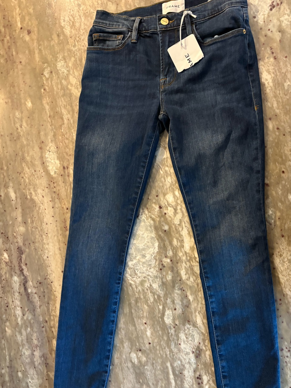 Frame Denim Le High Skinny Jeans in Dark Blue